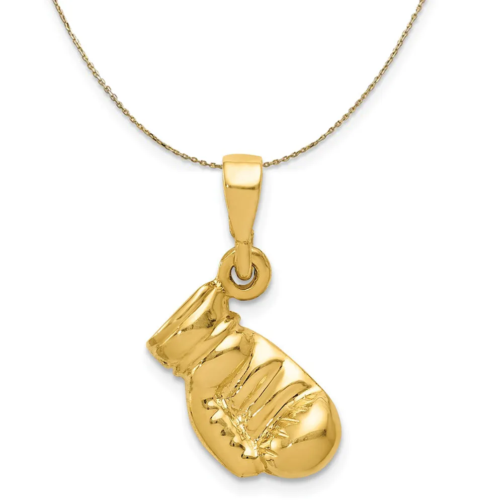 14k Yellow Gold Polished Boxing Glove Necklace