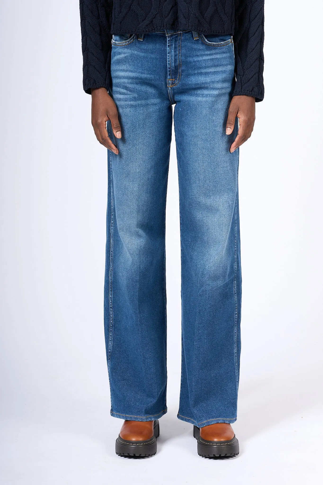 7 For All Mankind Jeans Lotta Gamba Larga Blu Donna