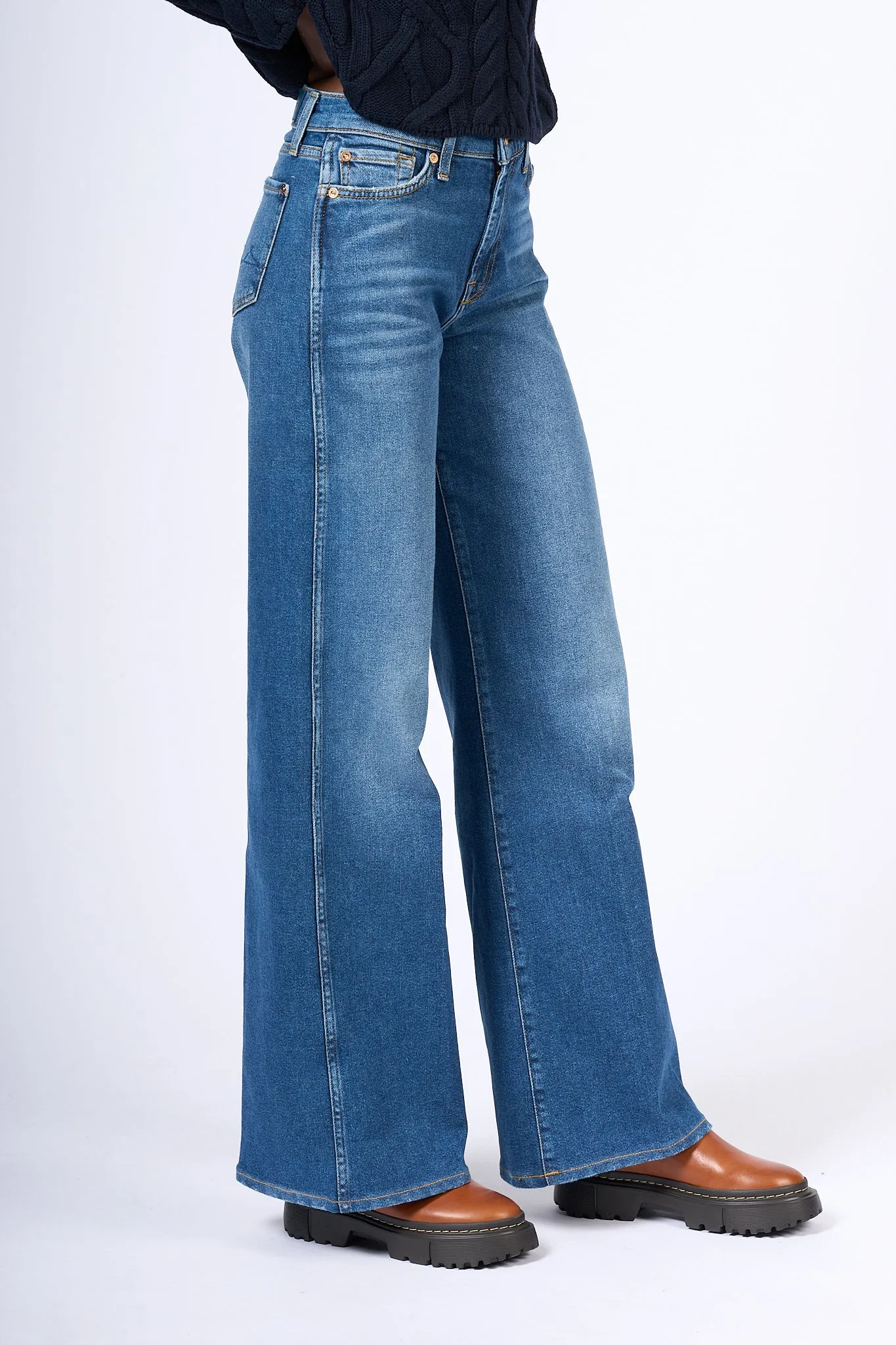 7 For All Mankind Jeans Lotta Gamba Larga Blu Donna