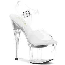 7 Inch Heel ESTEEM-708 Clear Silver Chrome Upper