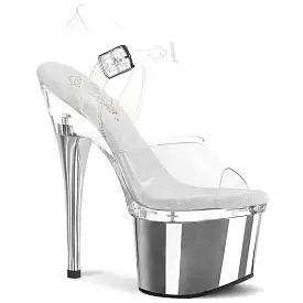 7 Inch Heel ESTEEM-708 Clear Silver Chrome