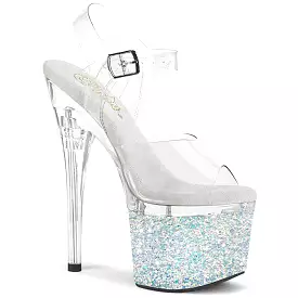 7 Inch Heel ESTEEM-708LG Clear White Glitter