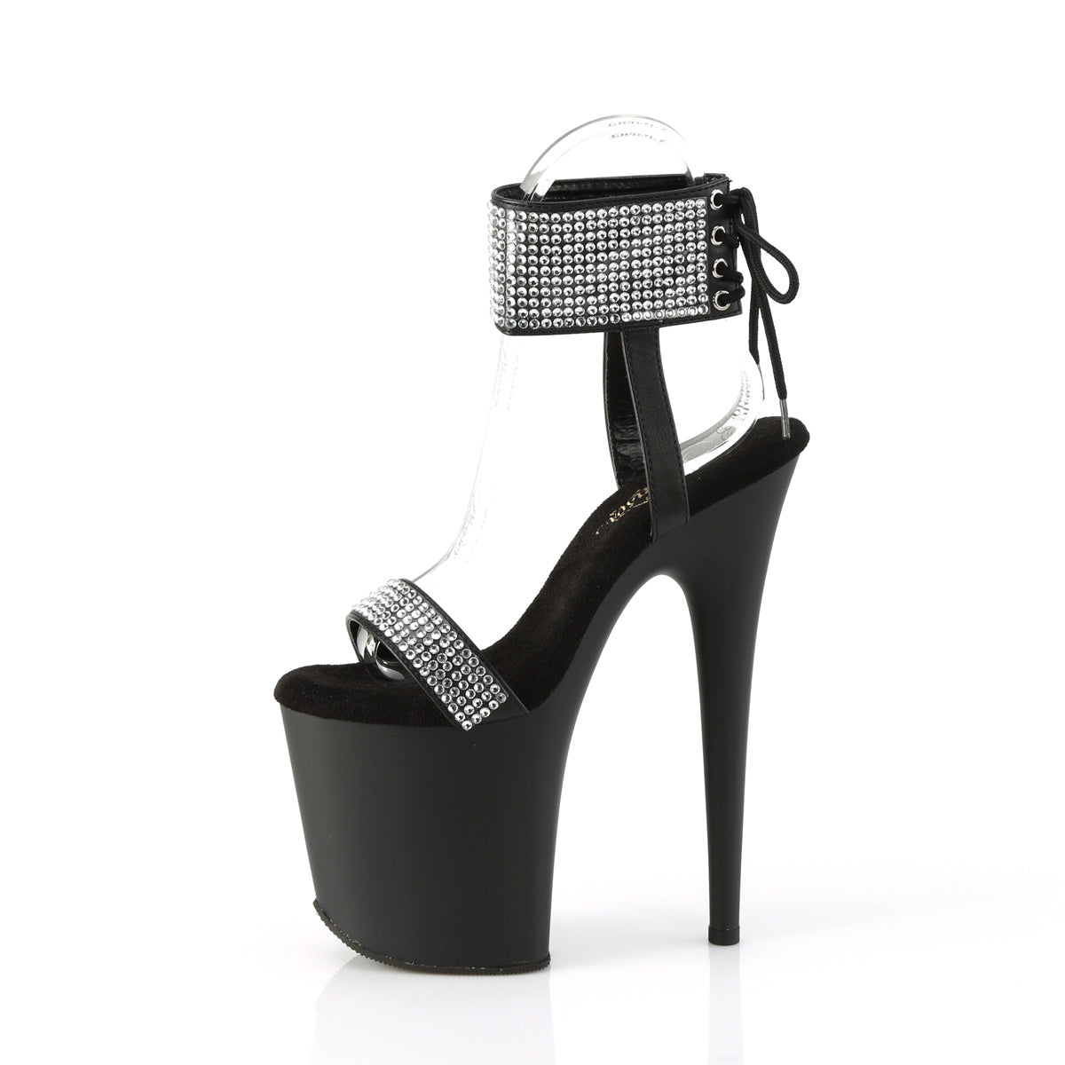 8 Inch Heel FLAMINGO-870 Black PU Rhinestone