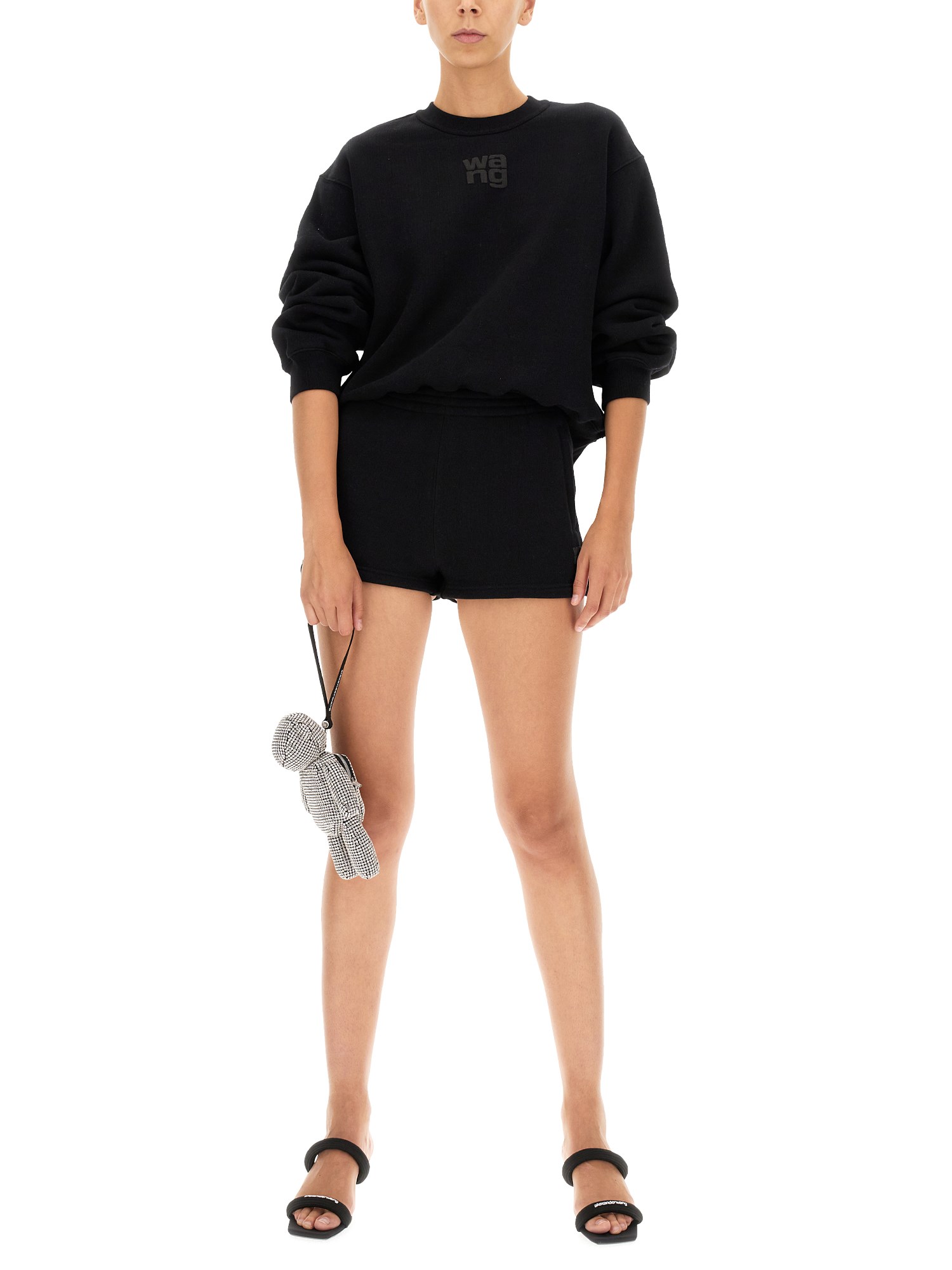 ALEXANDERWANG.T    COTTON BLEND SHORTS WITH EMBOSSED LOGO