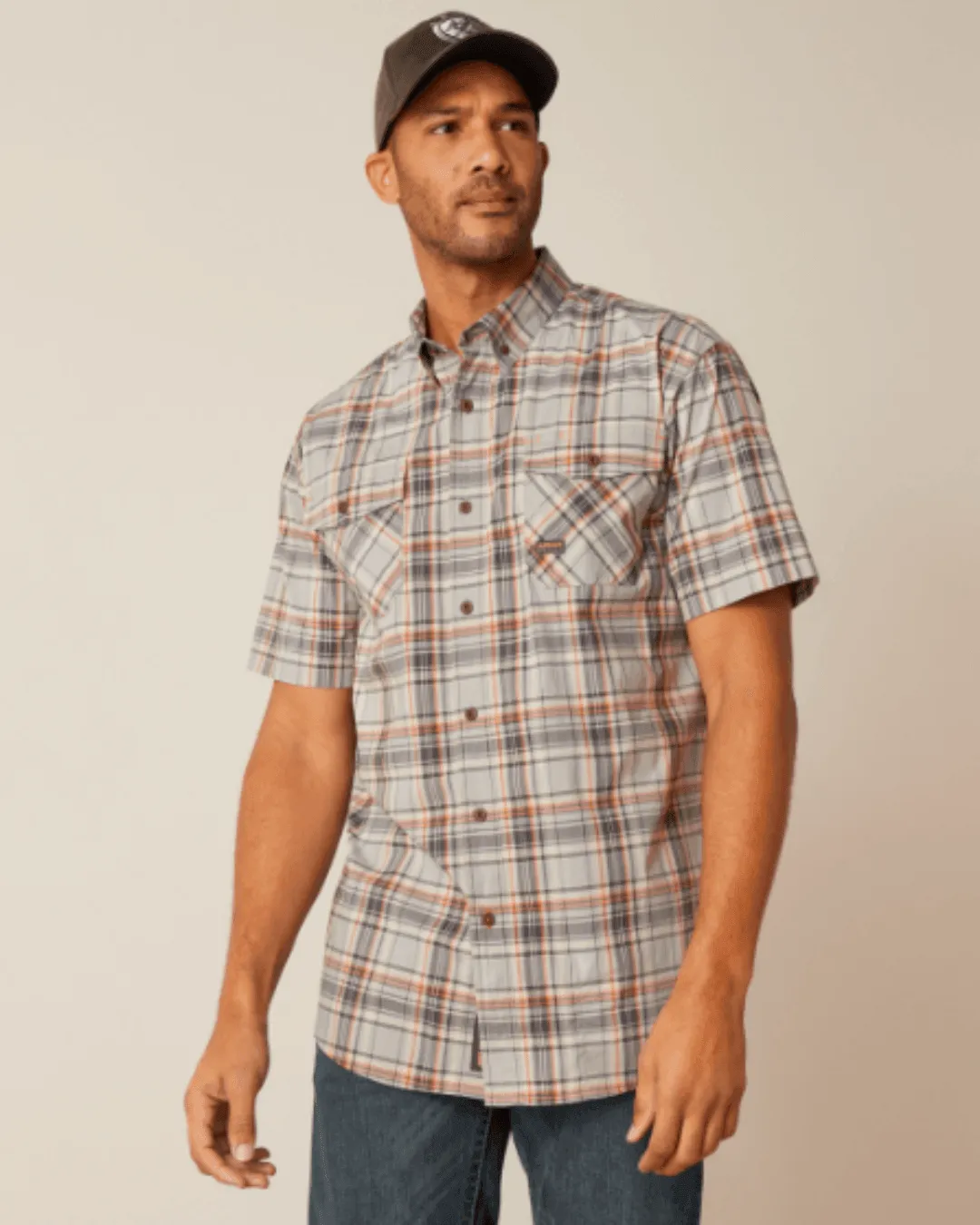 Ariat Men’s Rebar Made Tough Alloy Plaid DuraStretch Button Short Sleeve Work Shirt 10048894