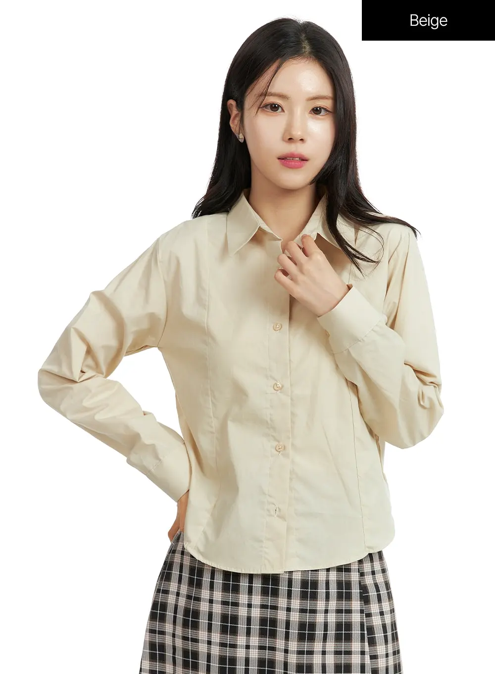 Basic Collar Button-Up Shirt OF408