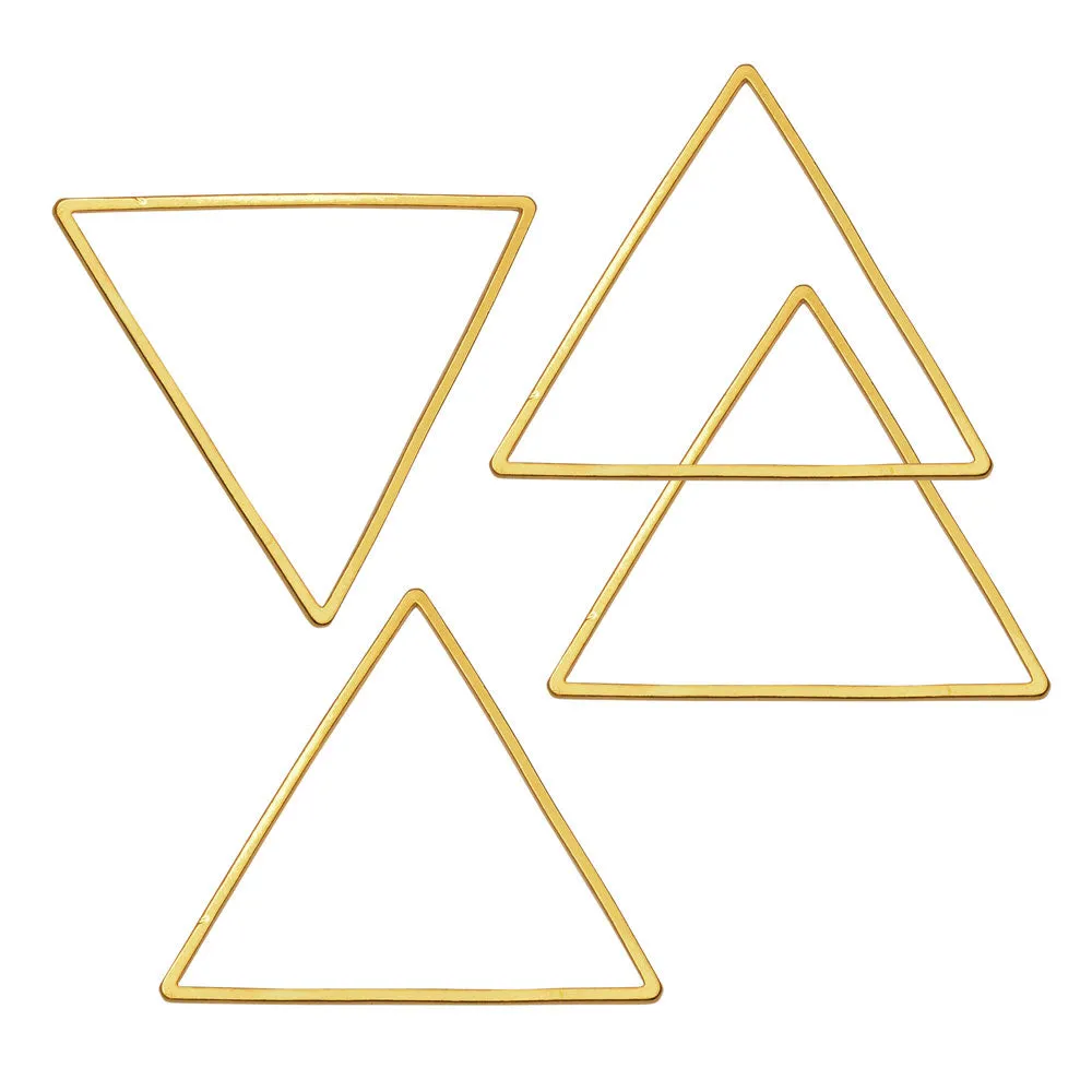 Beadable Open Frame Link, Triangle 29mm, Gold Tone (4 Pieces)