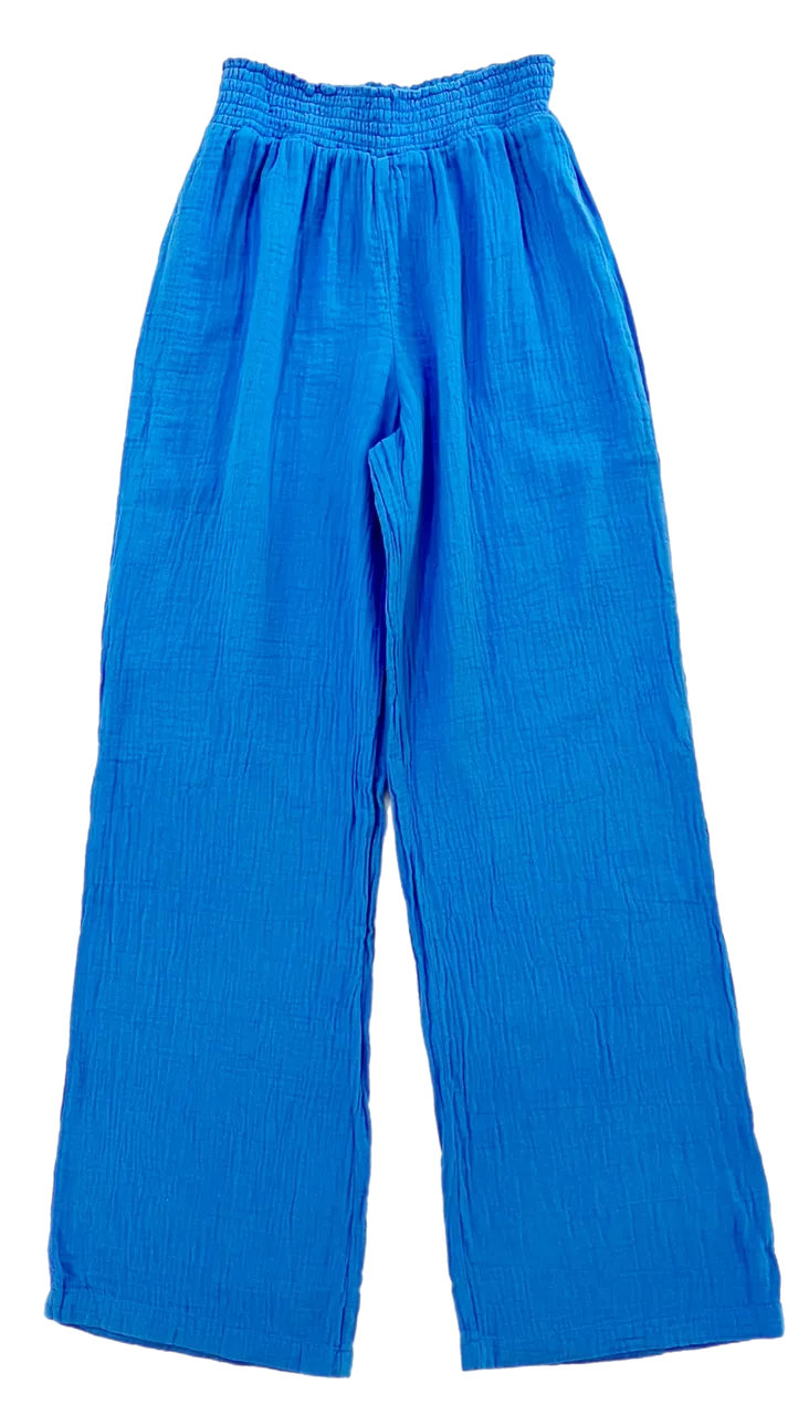 Bobi Smocked Waist Wide Leg Pant, Mykonos