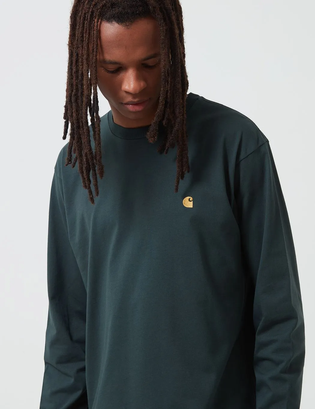 Carhartt-WIP Chase Long Sleeve T-Shirt - Dark Teal/Gold