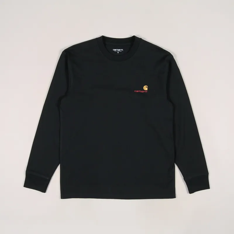 Carhartt WIP Long Sleeve American Script T Shirt Black