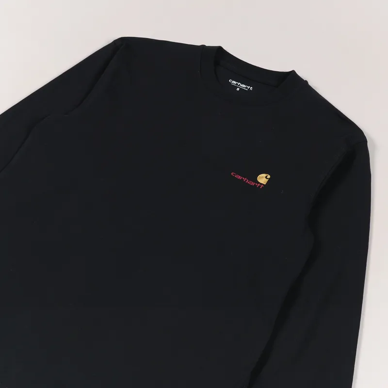 Carhartt WIP Long Sleeve American Script T Shirt Black