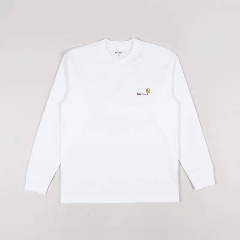 Carhartt WIP Long Sleeve American Script T Shirt White