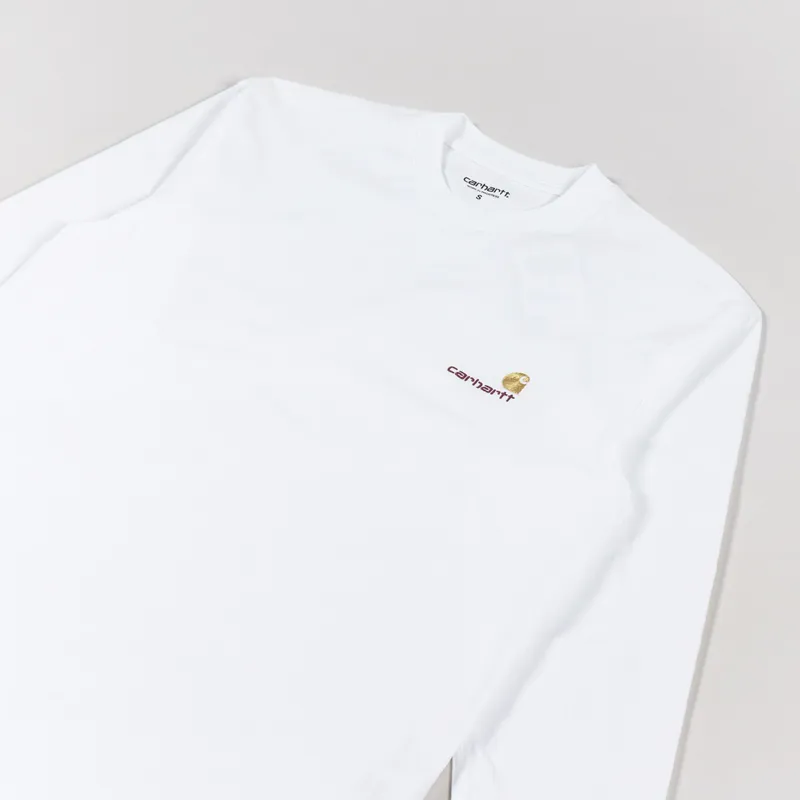 Carhartt WIP Long Sleeve American Script T Shirt White