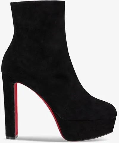 Christian Louboutin Womens Black Loo Booty 130 velour heeled ankle boots