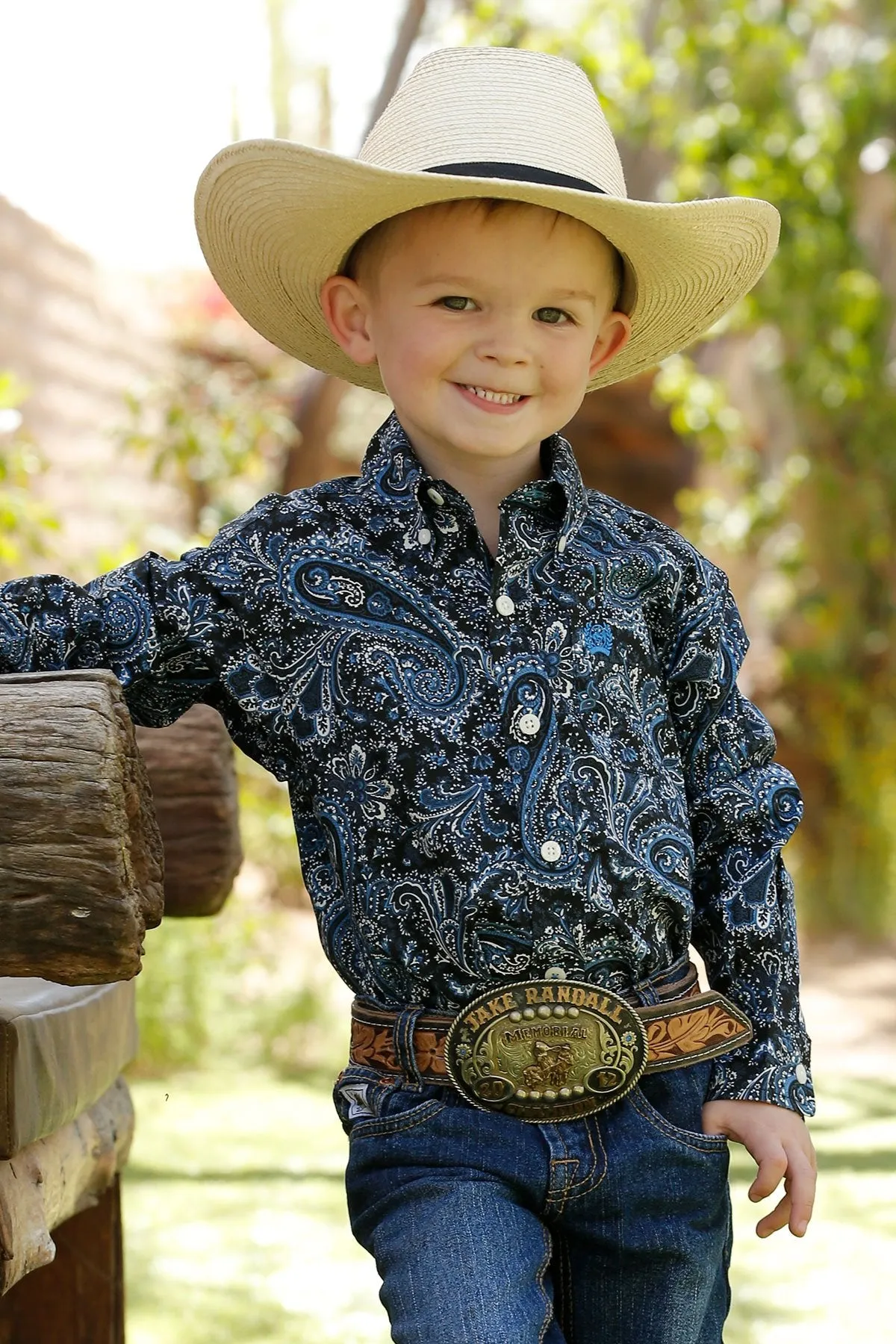 Cinch Baby and Infant Match Dad Paisley Button Down L/S Shirt - Navy - MTW7062305