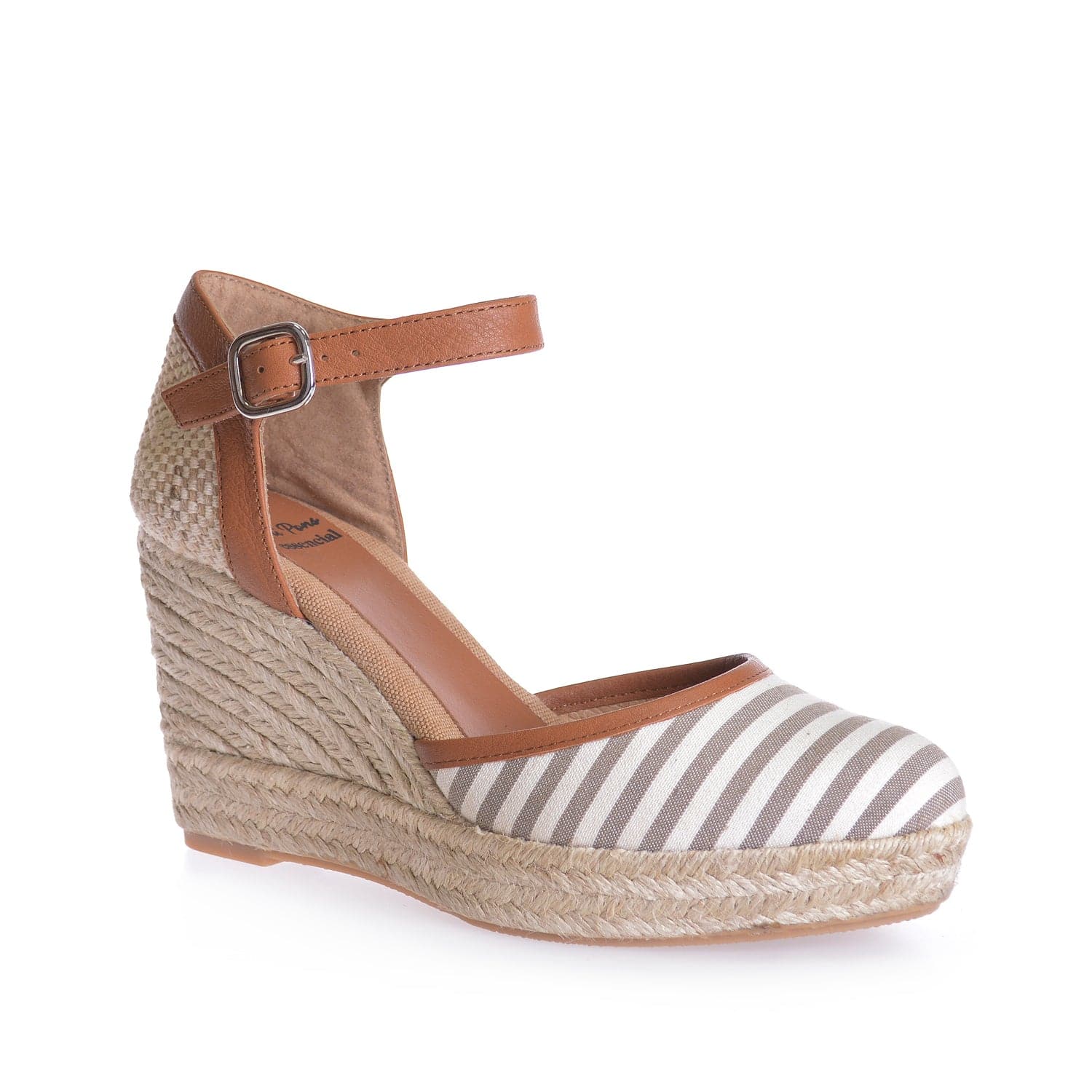 Cotton Blend Wedge Espadrille with Stripes for Women - Aura-RT