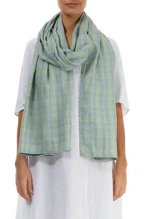 Cyber Lime Check Linen Scarf