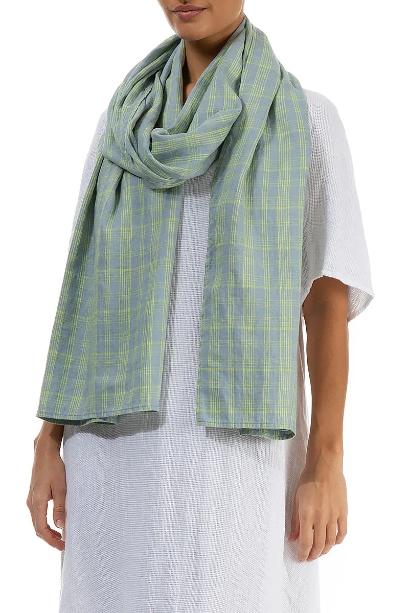 Cyber Lime Check Linen Scarf