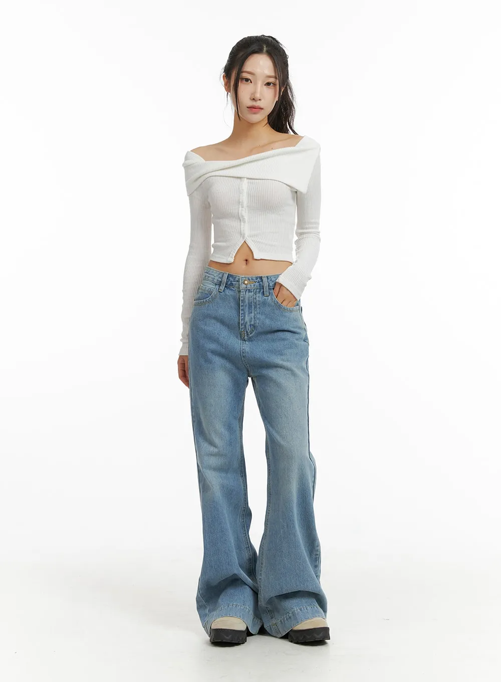 Denim High Waist Wide Leg Jeans CJ409