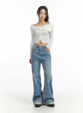 Denim High Waist Wide Leg Jeans CJ409