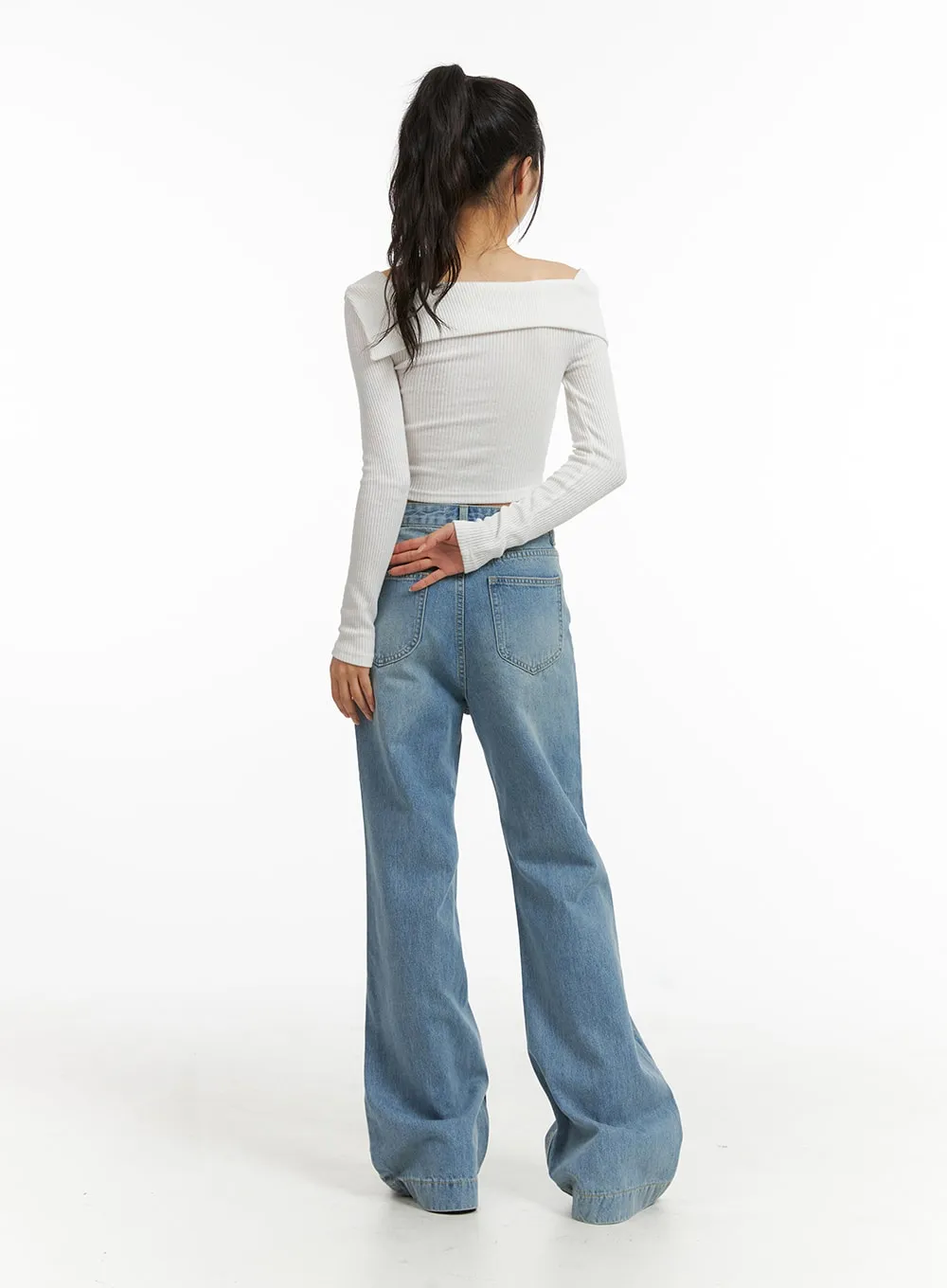 Denim High Waist Wide Leg Jeans CJ409