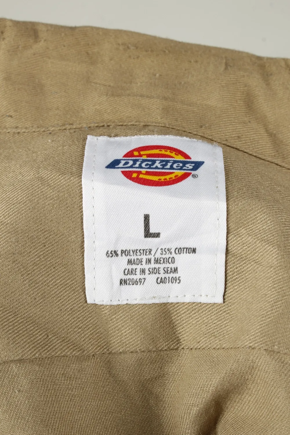 Dickies Work Shirt Workwear Button Up Long Sleeve Camel L - Pepper Tree London