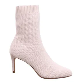 Donatella Beige sock heeled boots