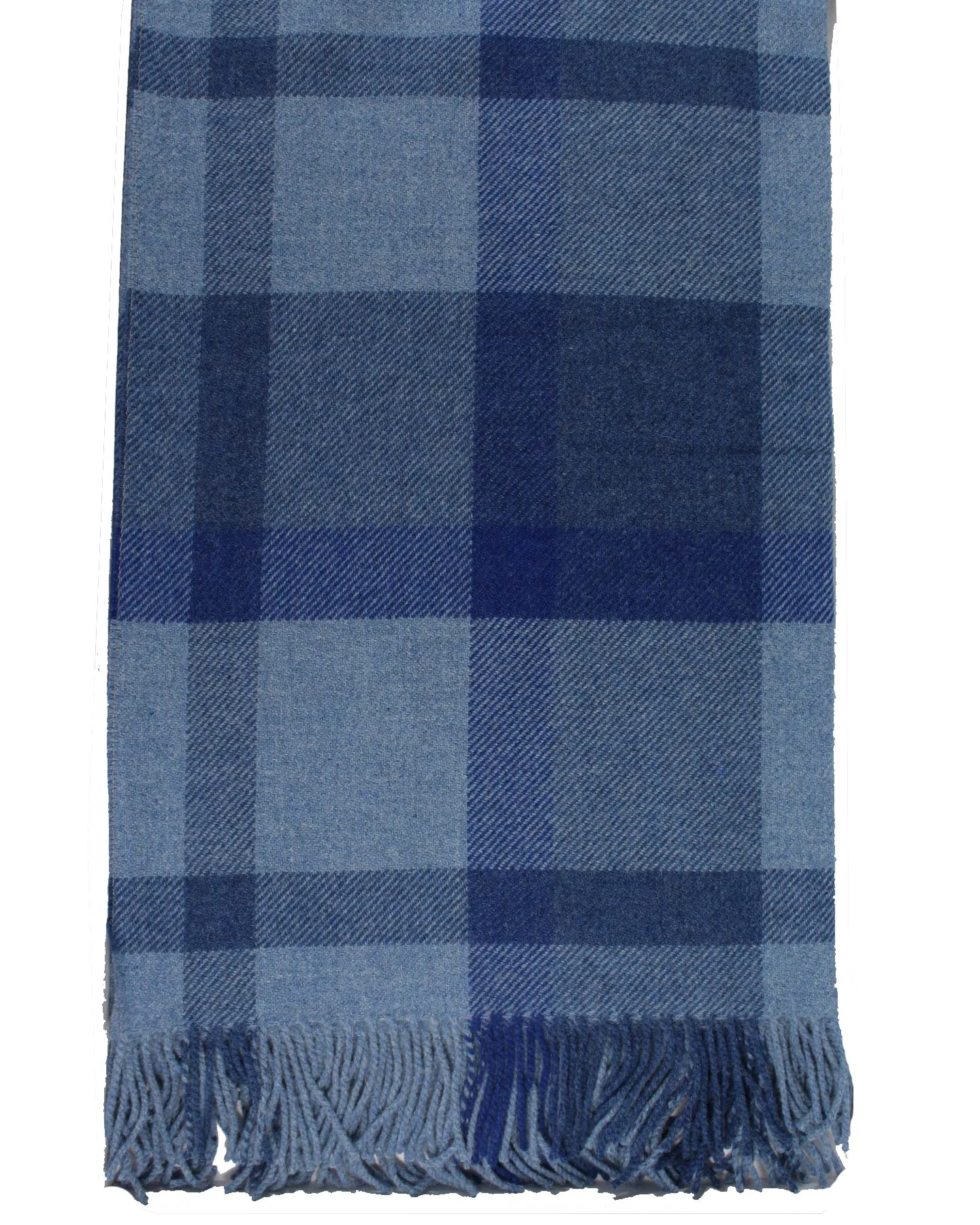 Ermenegildo Zegna Throw Blanket Blue Plaid - Wool Alpaca Cashmere