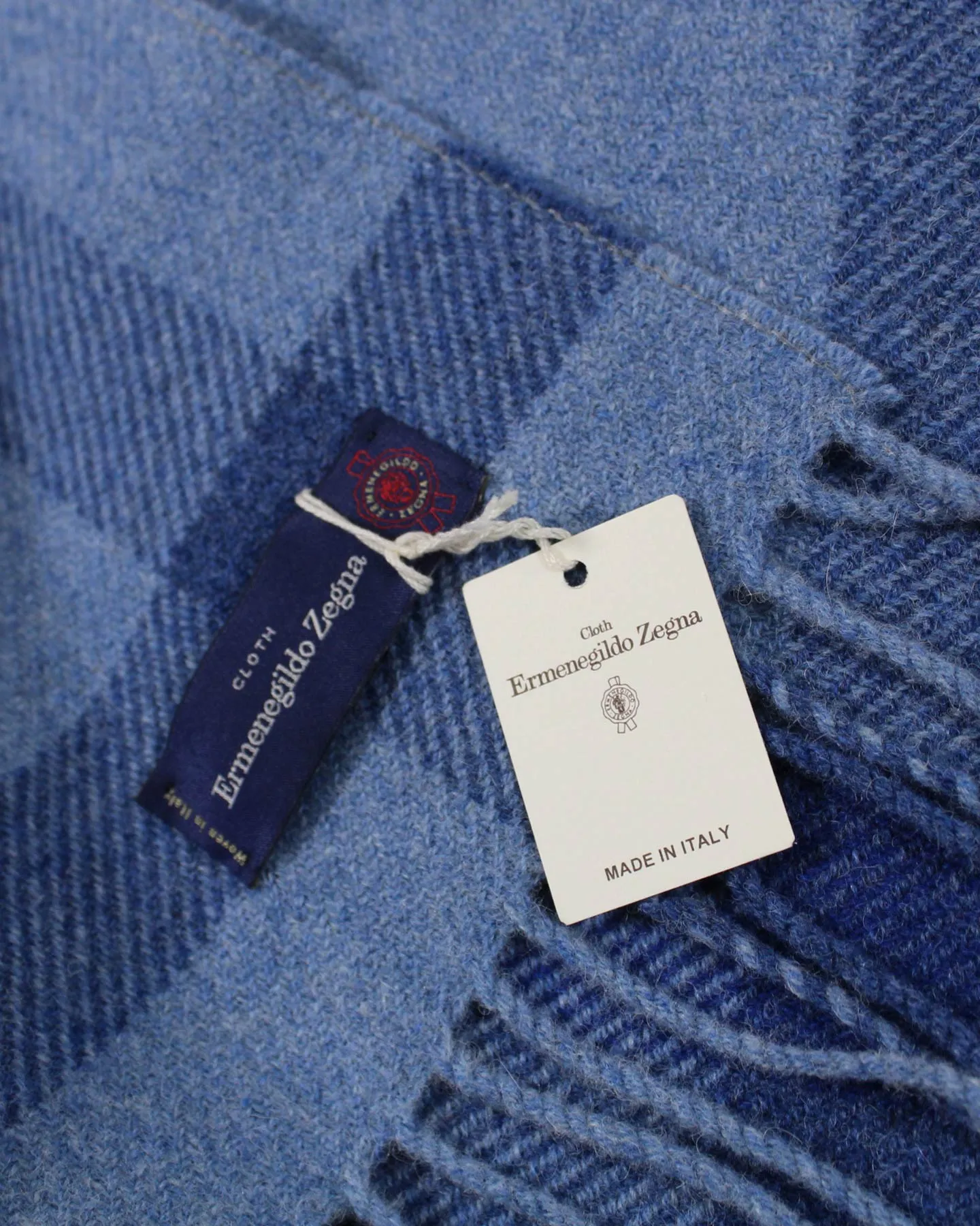 Ermenegildo Zegna Throw Blanket Blue Plaid - Wool Alpaca Cashmere