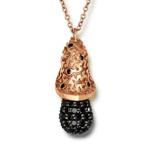 Gold Acorn Pendant with Black Diamonds on Chain