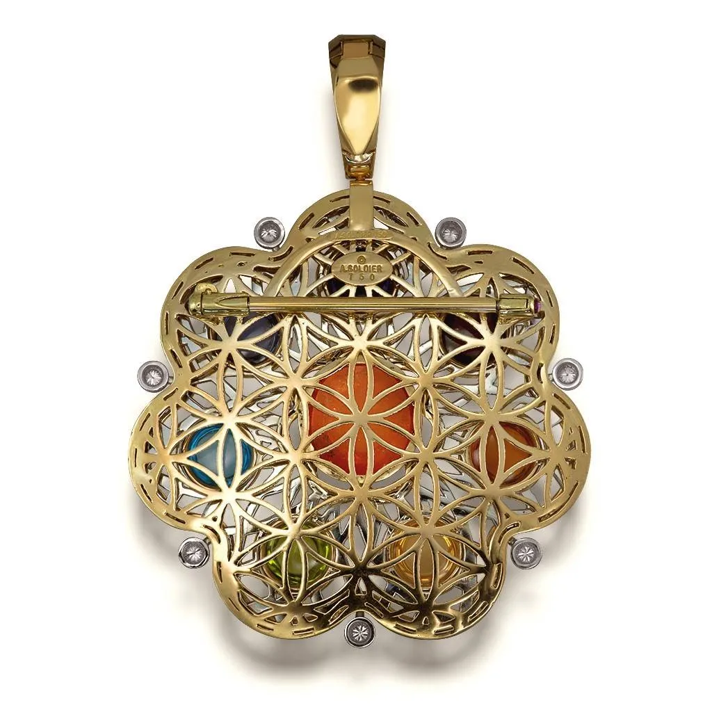 Gold Flower Of Life Brooch, Pendant, Necklace