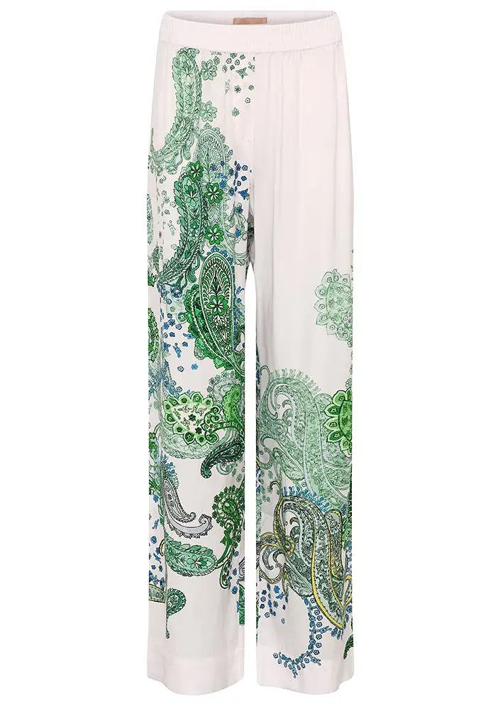 Gustav Bay wide leg pants 49004-83519 Bukser - Pastel w. Green Paisley Print