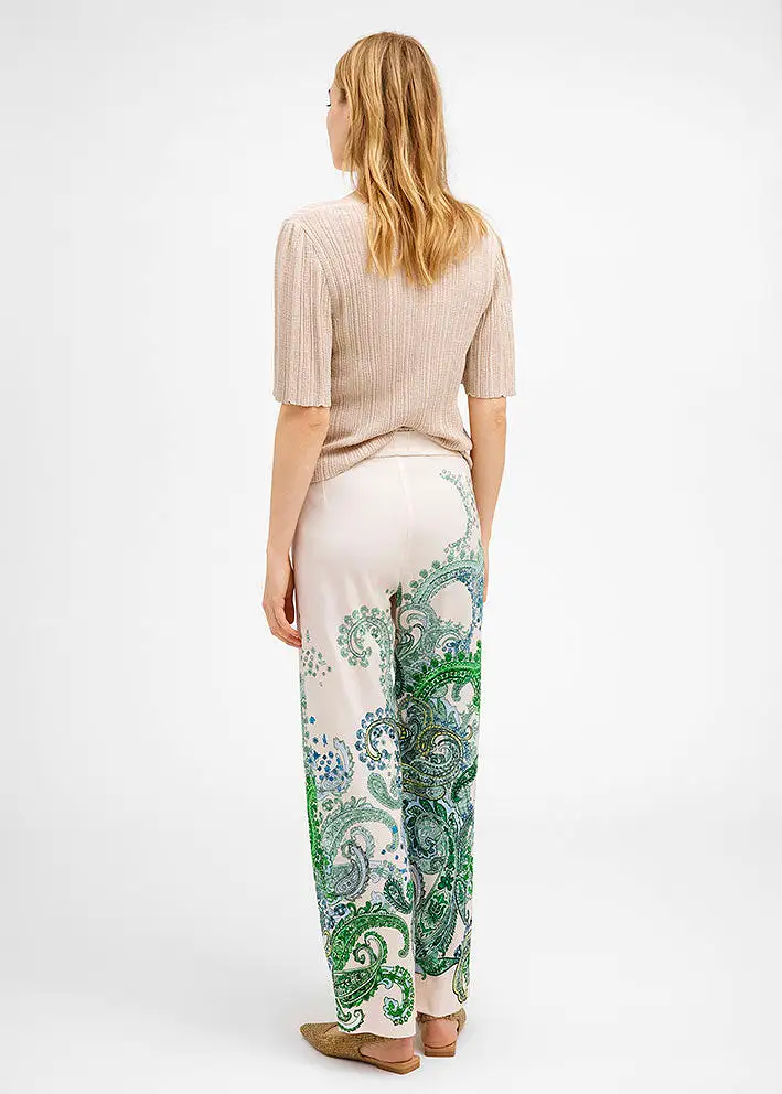 Gustav Bay wide leg pants 49004-83519 Bukser - Pastel w. Green Paisley Print