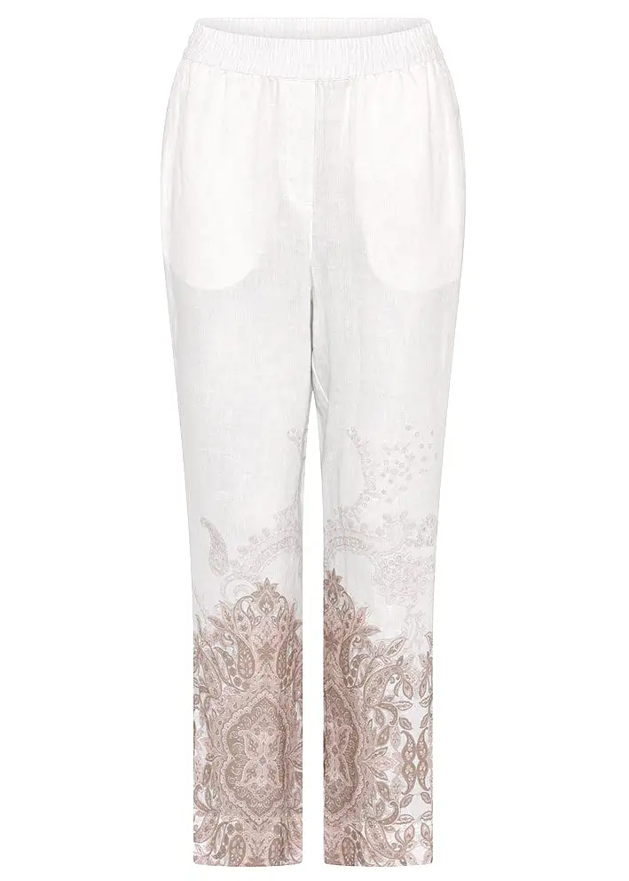 Gustav Florin 7/8 straight leg pants 53002-81000 Bukser - Bright White w. Print