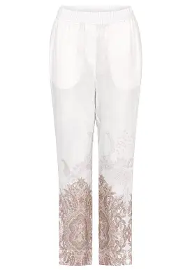 Gustav Florin 7/8 straight leg pants 53002-81000 Bukser - Bright White w. Print