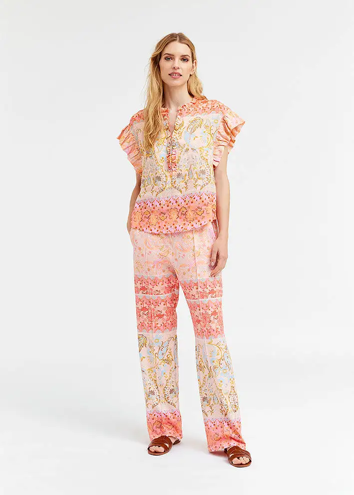 Gustav Marisa jersey pants 53000 Bukser - Coral Border Print