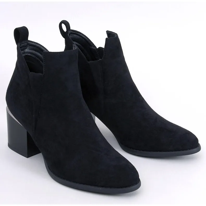 Hallie Black suede heeled boots