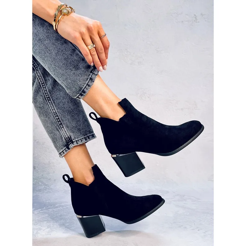 Hallie Black suede heeled boots