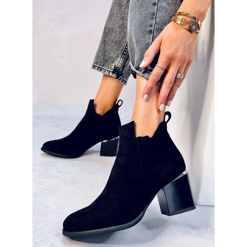 Hallie Black suede heeled boots