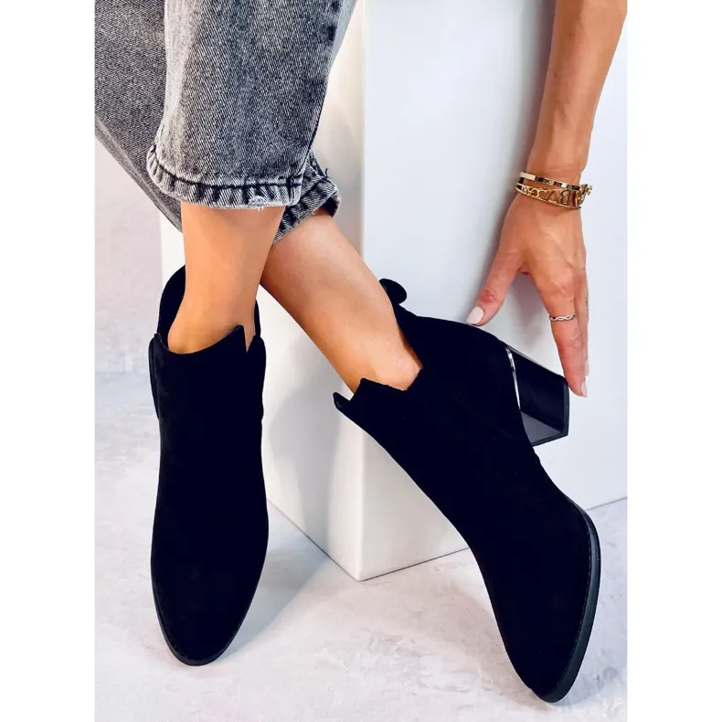 Hallie Black suede heeled boots