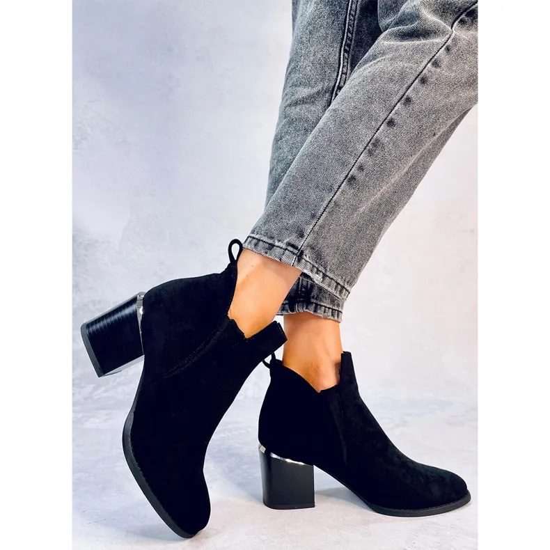 Hallie Black suede heeled boots