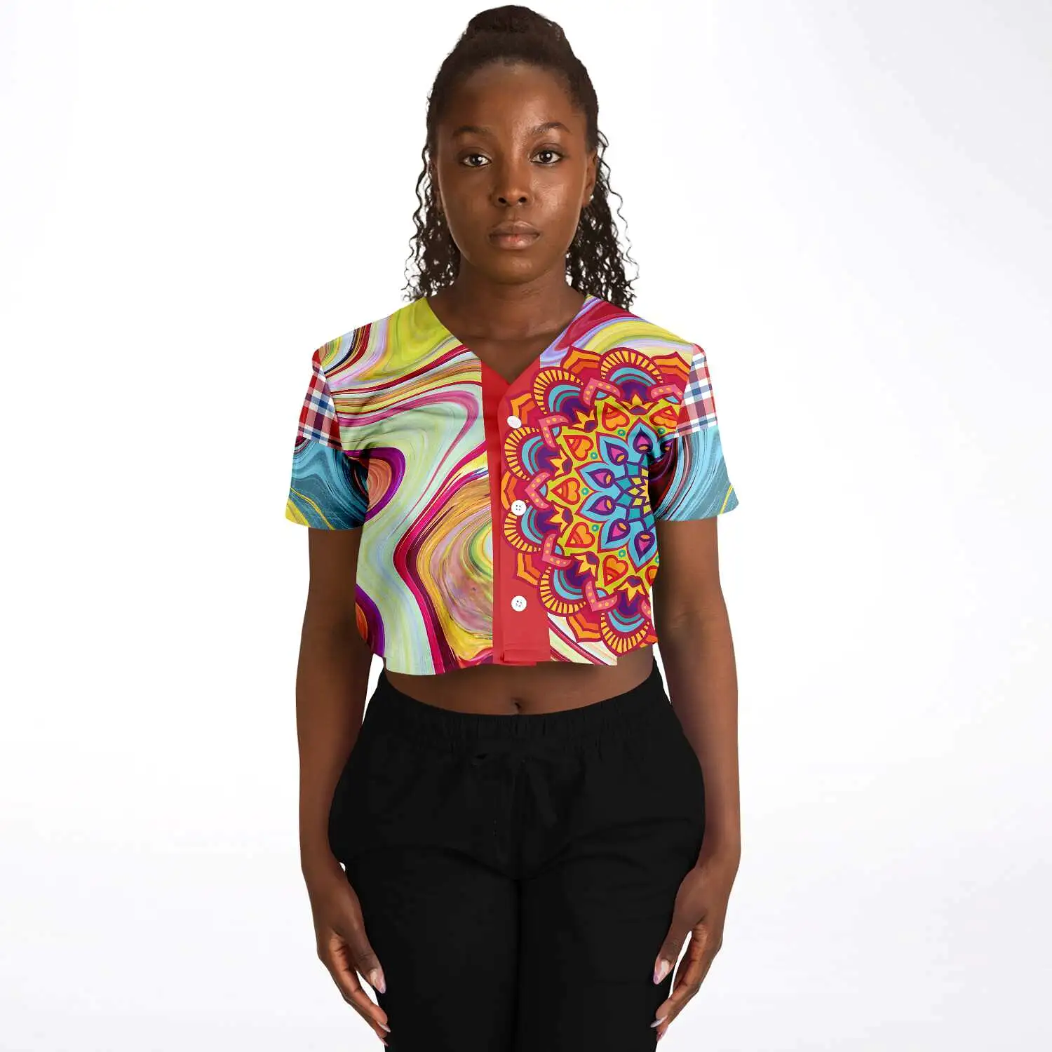 Hippy-Dippy Cropped Button Front Jersey