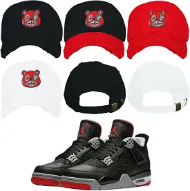 Jordan 4 Bred Reimagined 4s Dad Hat to Match - RED MONEY TALKS BAWS