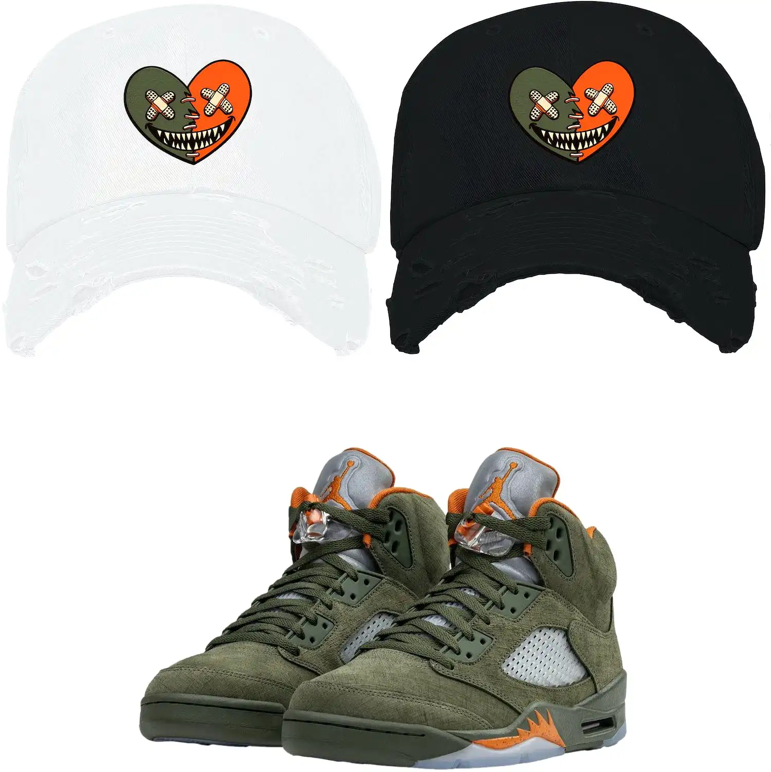 Jordan 5 Olive 5s Dad Hat to Match - CELADON HEART BAWS