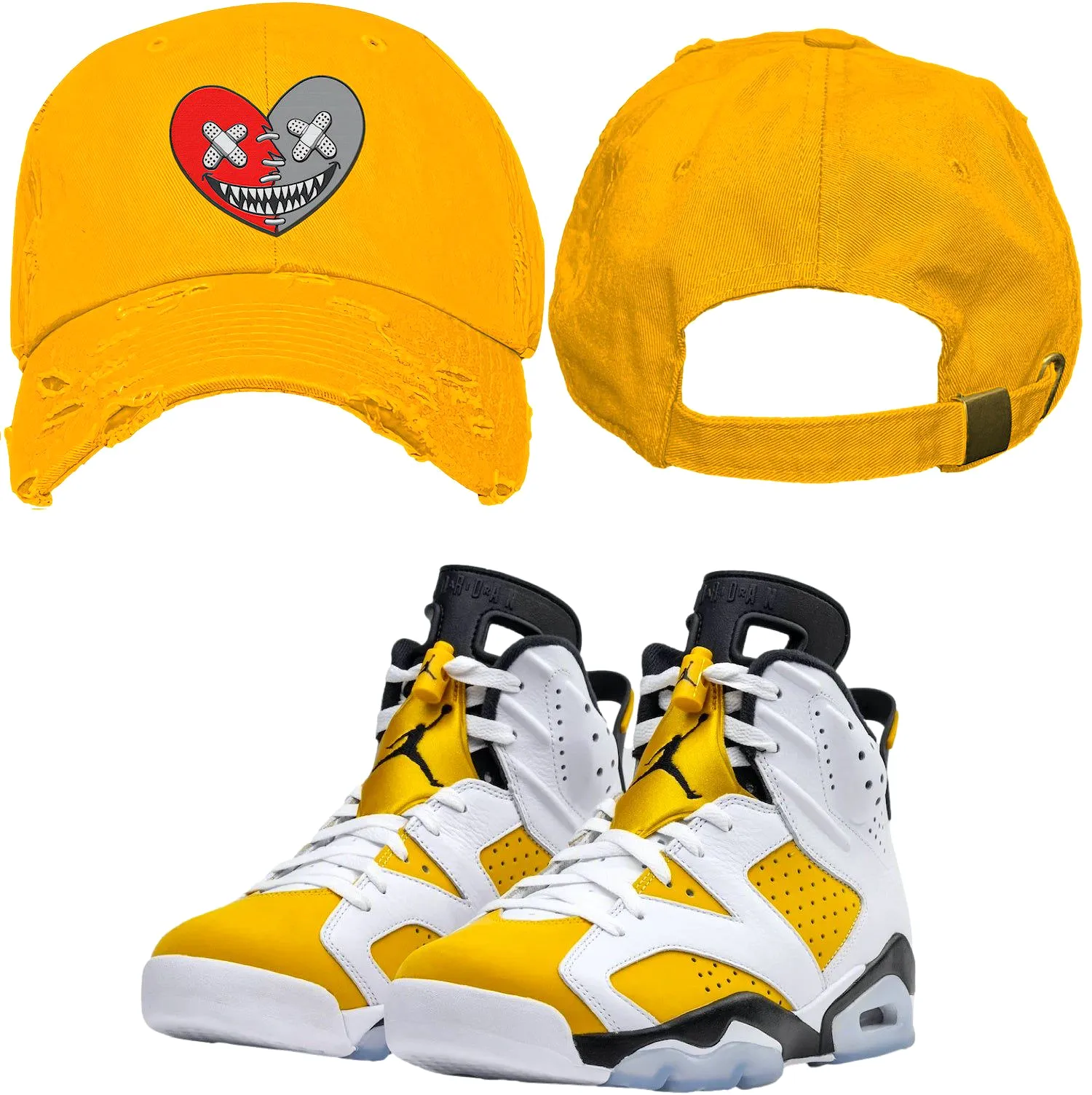 Jordan 6 Yellow Ochre 6s Dad Hat to Match - RED HEART BAWS