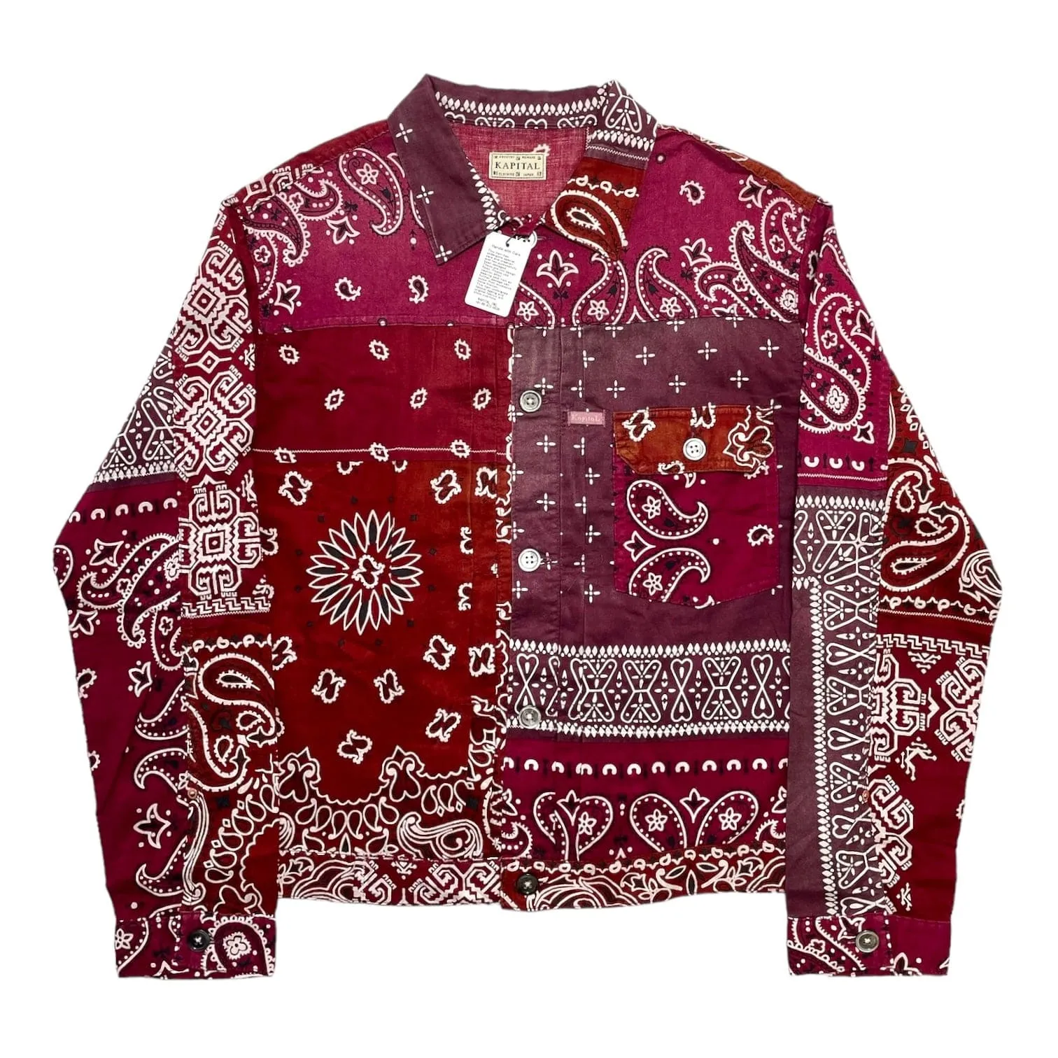 Kapital Bandana Patchwork 1st Button Up Jacket Burgundy