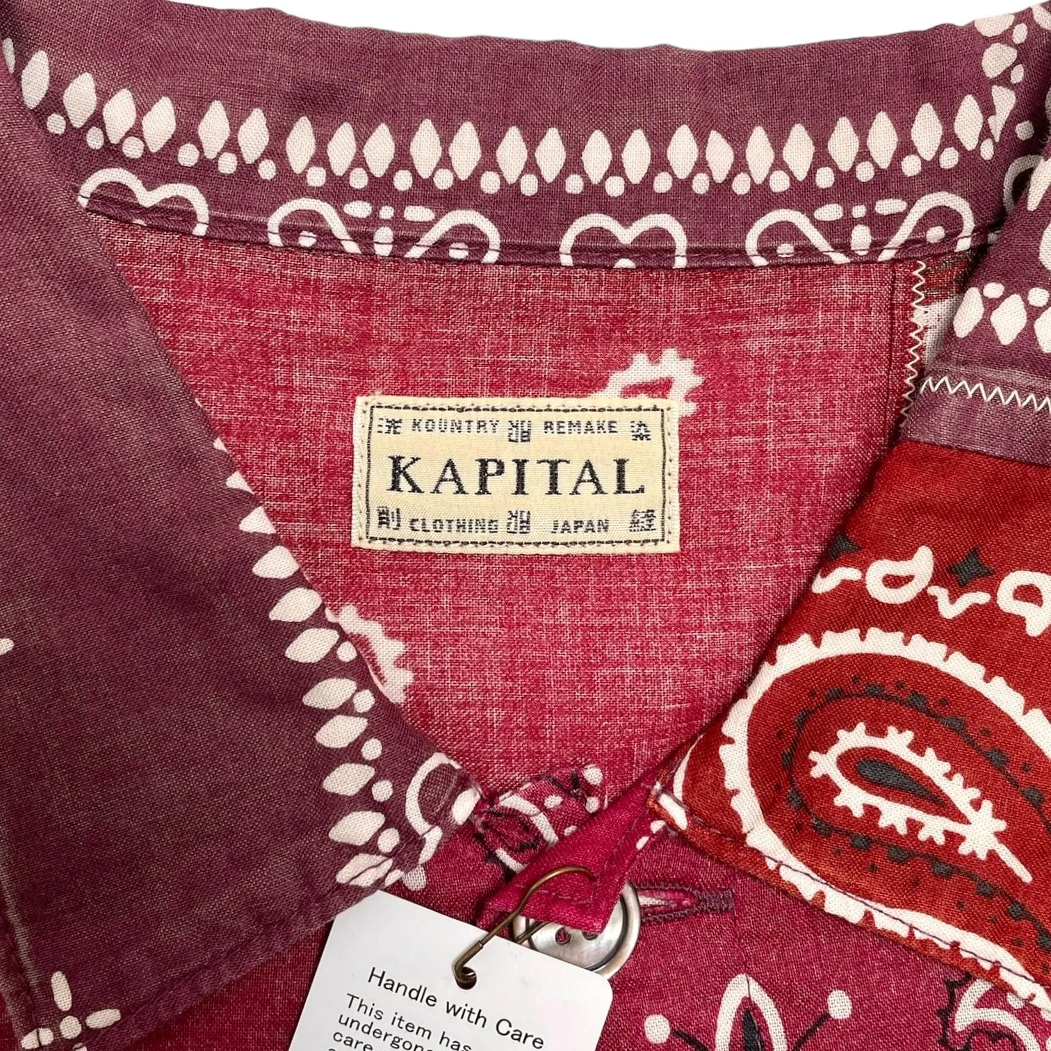 Kapital Bandana Patchwork 1st Button Up Jacket Burgundy