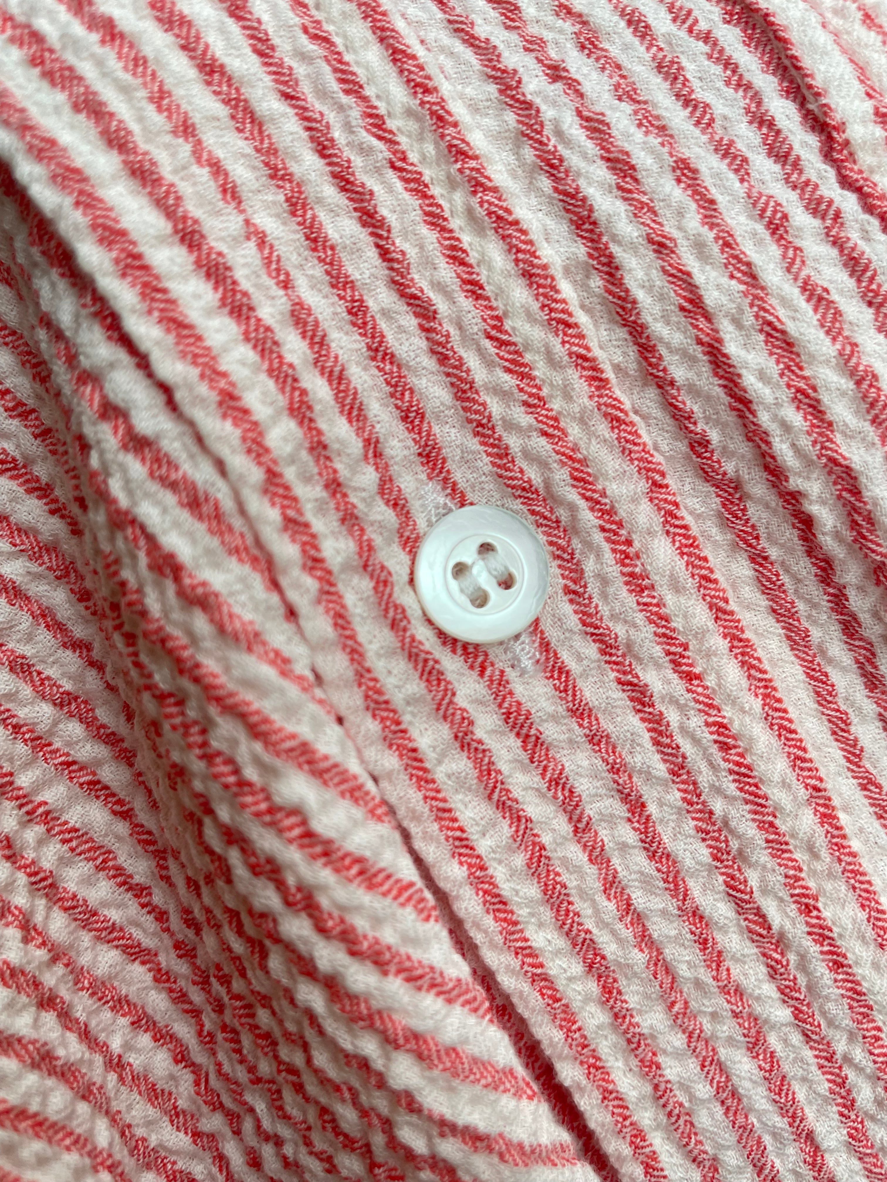 LA PAZ Branco Button Down Seerksucker Shirt Fiesta Stripes