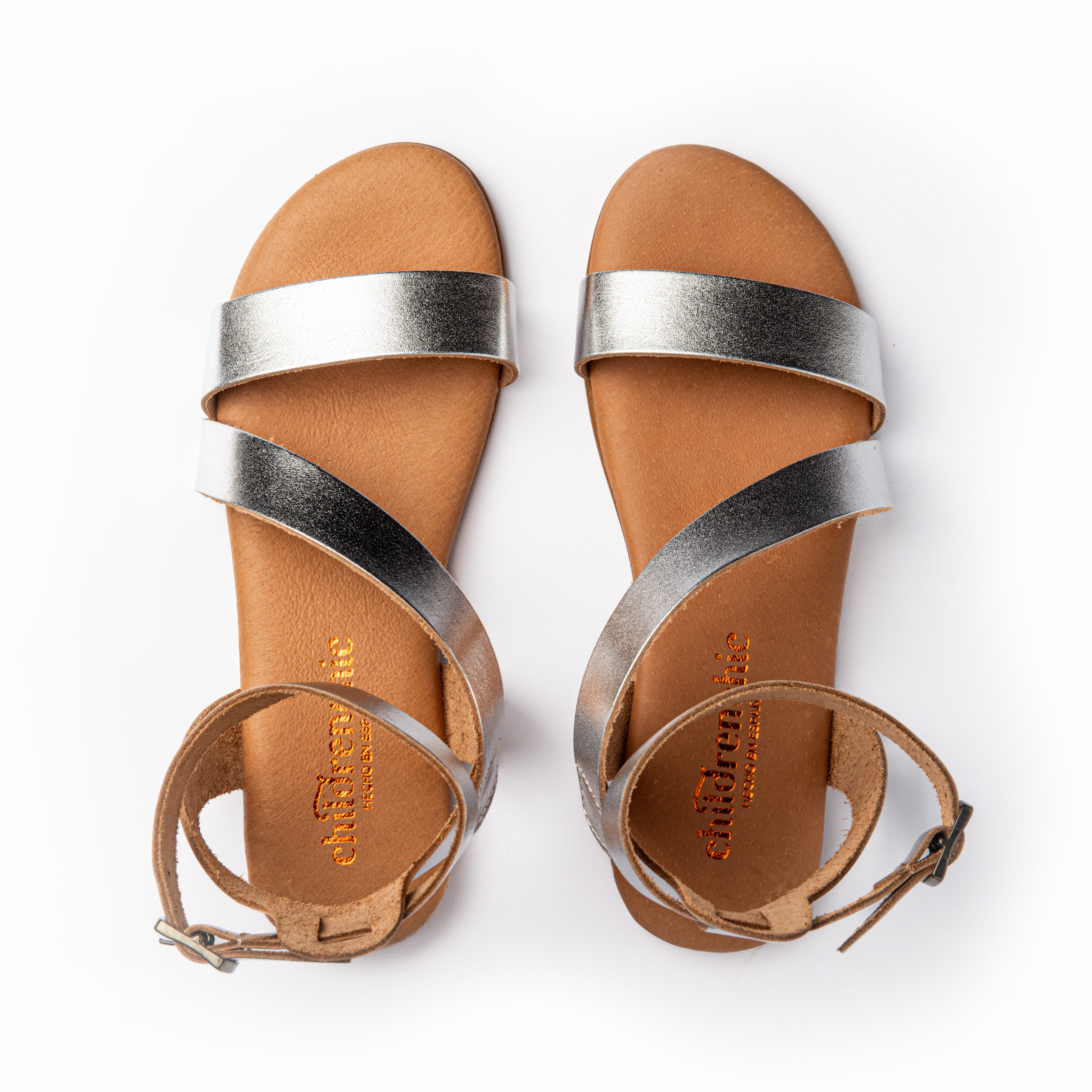 Leather Glad Sandal in Silver