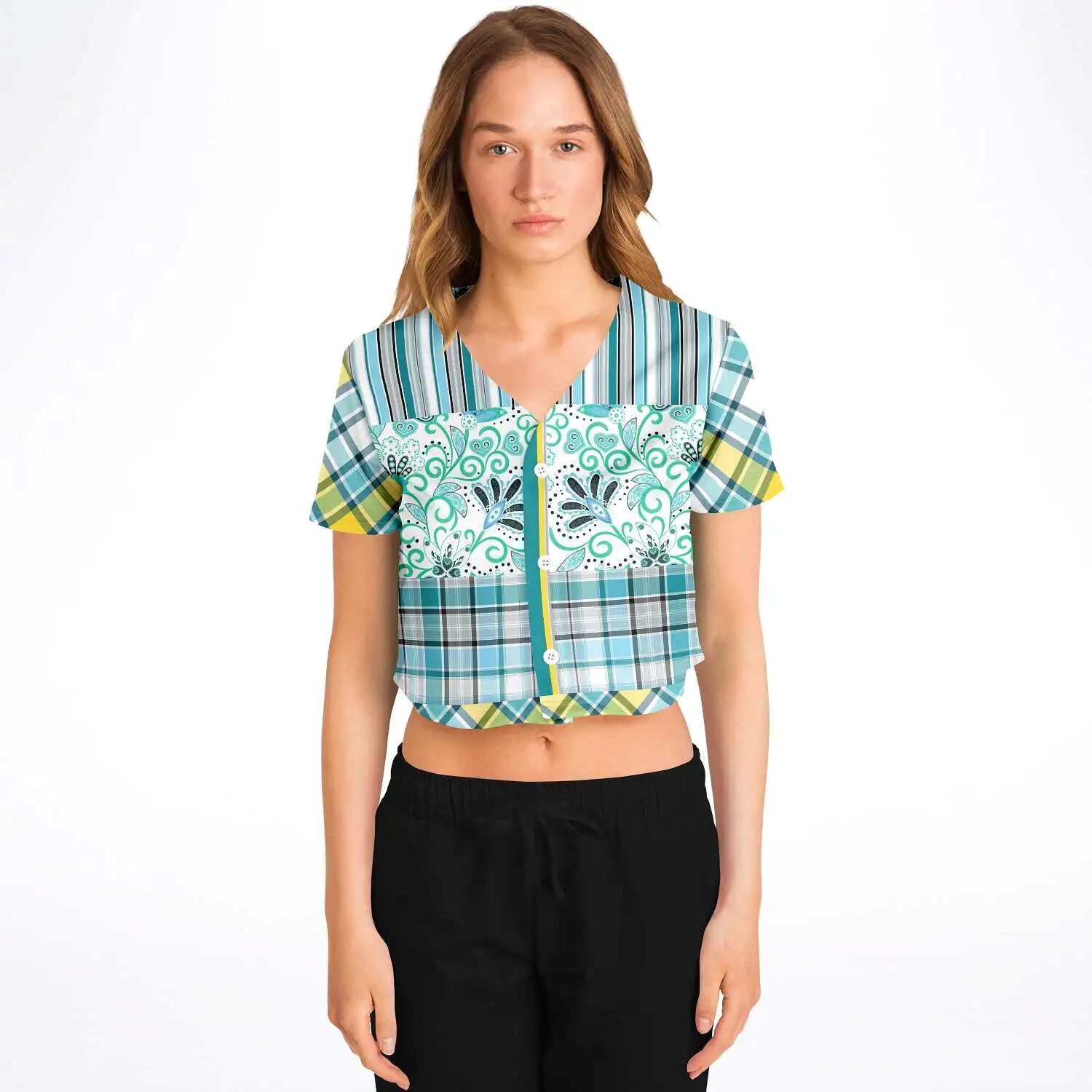 Lemon Zest Cropped Button Front Jersey